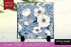 Wildflowers Slate PNG - Summer Floral Square Slate Product Image 1