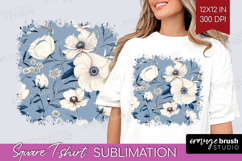 Wildflowers Square Tshirt Background - Summer Floral PNG Product Image 1