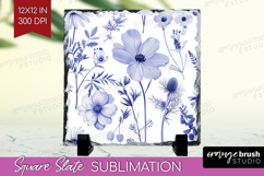 Wildflowers Slate PNG - Summer Floral Square Slate Product Image 1