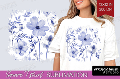 Wildflowers Square Tshirt Background - Summer Floral PNG Product Image 1