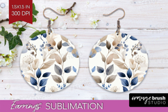 Wildflowers Round Earrings - Summer Floral PNG Sublimation Product Image 1