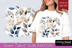 Wildflowers Square Tshirt Background - Summer Floral PNG Product Image 1