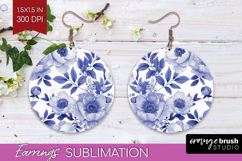 Wildflowers Round Earrings - Summer Floral PNG Sublimation Product Image 1