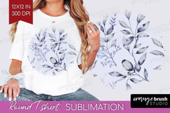 Wildflowers Round Tshirt Background - Summer Floral PNG Product Image 1