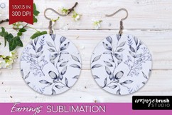 Wildflowers Round Earrings - Summer Floral PNG Sublimation Product Image 1