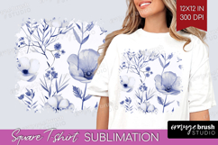 Wildflowers Square Tshirt Background - Summer Floral PNG Product Image 1