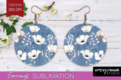 Wildflowers Round Earrings - Summer Floral PNG Sublimation Product Image 1