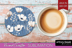 Wildflowers Round Coaster - Summer Floral Coaster PNG Product Image 1