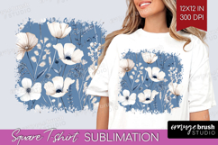 Wildflowers Square Tshirt Background - Summer Floral PNG Product Image 1