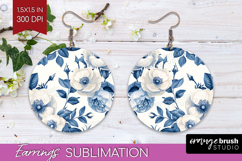 Wildflowers Round Earrings - Summer Floral PNG Sublimation Product Image 1