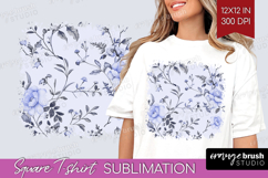 Wildflowers Square Tshirt Background - Summer Floral PNG Product Image 1