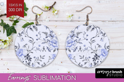 Wildflowers Round Earrings - Summer Floral PNG Sublimation Product Image 1