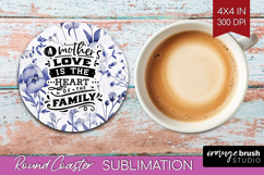 Mothers Day Quote Round Coaster - Blue Flowers Coaster PNG Product Image 1
