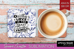 Mothers Day Quote Square Coaster - Blue Flowers Coaster PNG Product Image 1