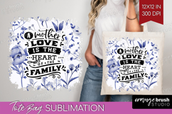 Mothers Day Quote Tote Bag - Blue Flowers Tote Bag PNG Product Image 1