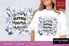 Mothers Day Quote Square Tshirt Background - Blue Flowers Product Image 1
