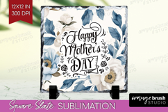 Mothers Day Quote Slate PNG - Blue Flowers Square Slate Product Image 1