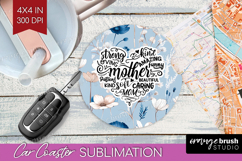 Mothers Day Quote Car Coaster - Blue Flowers Coaster PNG Product Image 1
