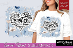 Mothers Day Quote Square Tshirt Background - Blue Flowers Product Image 1