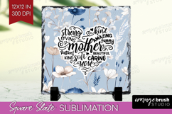 Mothers Day Quote Slate PNG - Blue Flowers Square Slate Product Image 1