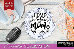 Mothers Day Quote Car Coaster - Blue Flowers Coaster PNG Product Image 1