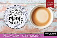 Mothers Day Quote Round Coaster - Blue Flowers Coaster PNG Product Image 1