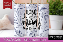 Mothers Day Quote Tumbler Wrap - Blue Flowers Tumbler PNG Product Image 1