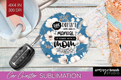 Mothers Day Quote Car Coaster - Blue Flowers Coaster PNG Product Image 1