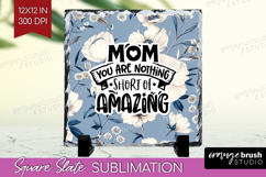 Mothers Day Quote Slate PNG - Blue Flowers Square Slate Product Image 1
