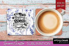 Mothers Day Quote Square Coaster - Blue Flowers Coaster PNG Product Image 1
