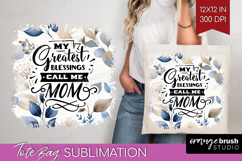 Mothers Day Quote Tote Bag - Blue Flowers Tote Bag PNG Product Image 1
