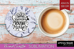 Mothers Day Quote Round Coaster - Blue Flowers Coaster PNG Product Image 1