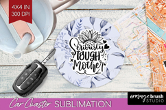 Mothers Day Quote Car Coaster - Blue Flowers Coaster PNG Product Image 1