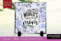 Mothers Day Quote Slate PNG - Blue Flowers Square Slate Product Image 1