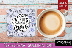 Mothers Day Quote Square Coaster - Blue Flowers Coaster PNG Product Image 1