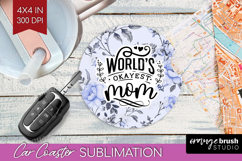Mothers Day Quote Car Coaster - Blue Flowers Coaster PNG Product Image 1