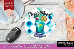 Blue Lagoon Cocktail Car Coaster Summer Drink Coaster PNG Product Image 1