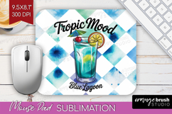 Blue Lagoon Cocktail Mouse Pad Sublimation Summer Drink PNG Product Image 1