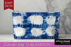 Blue Tie Dye Cosmetic Bag - Shibori Makeup Bag PNG Product Image 1