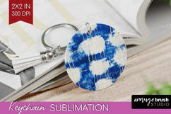 Blue Tie Dye Keychain PNG - Shibori Keychain Sublimation Product Image 1