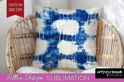 Blue Tie Dye Pillow Sublimation - Shibori Pillow Cover PNG Product Image 1