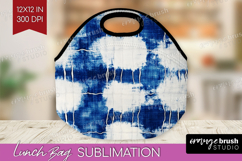 Blue Tie Dye Lunch Bag - Shibori Lunch Bug PNG Sublimation Product Image 1