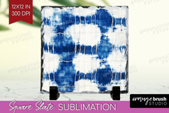 Blue Tie Dye Slate PNG - Shibori Square Slate Sublimation Product Image 1