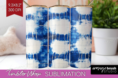 Blue Tie Dye Tumbler Wrap - Shibori Tumbler PNG Sublimation Product Image 1