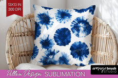 Blue Tie Dye Pillow Sublimation - Shibori Pillow Cover PNG Product Image 1
