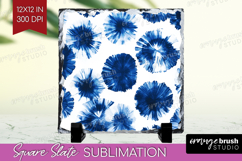 Blue Tie Dye Slate PNG - Shibori Square Slate Sublimation Product Image 1