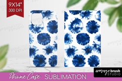 Blue Tie Dye Phone Case PNG - Shibori Case PNG Sublimation Product Image 1
