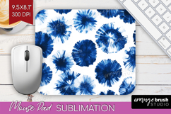 Blue Tie Dye Mouse Pad Sublimation - Shibori Mousepad PNG Product Image 1