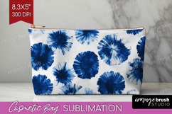 Blue Tie Dye Cosmetic Bag - Shibori Makeup Bag PNG Product Image 1