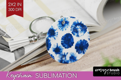 Blue Tie Dye Keychain PNG - Shibori Keychain Sublimation Product Image 1